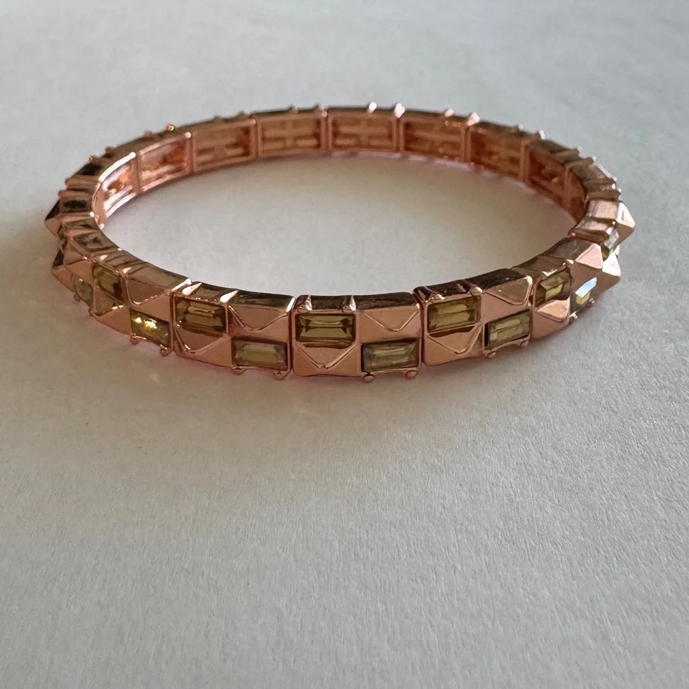 Bomb Party Stack | Single Bracelet| Stretchy | Geometric & Gems | Rose Gold